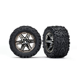 Traxxas 6774X - Tires & wheels, assembled, glued (2.8') (RXT black chrome wheels, Talon Extreme tires, foam inserts) (2WD electric rear) (2) (TSM rated)