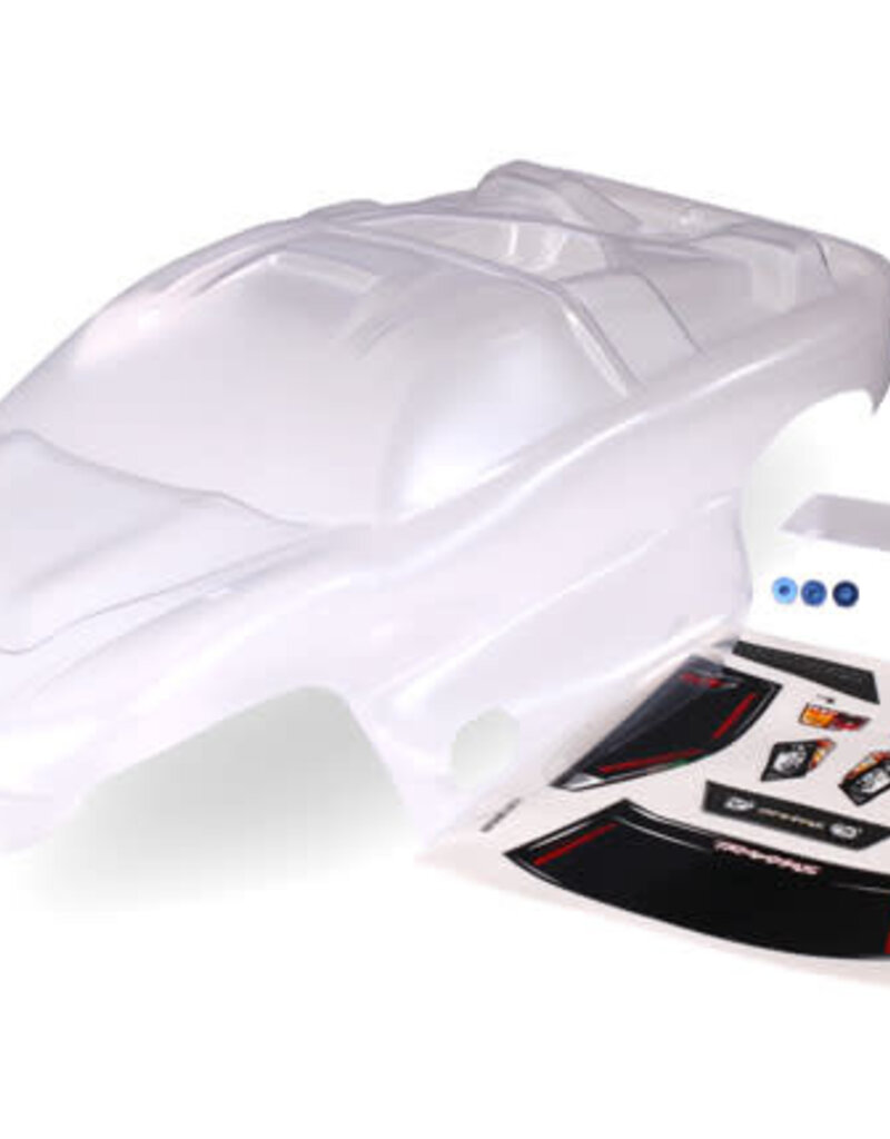 Traxxas 4412 - Body, Nitro Rustler® (clear, requires painting)/window, grille, lights decal sheet/ wing and aluminum hardware