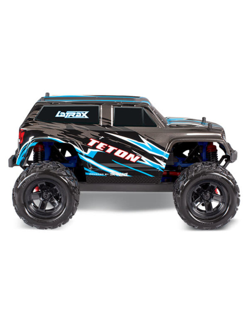 laTrax 76054-5 - black LaTrax® Teton: 1/18 Scale 4WD Electric Monster Truck. Ready-To-Race® and Powered by Traxxas® with ESC (fwd/rev) and brushed motor. Includes: 6-cell 7.2V NiMH battery with AC charger