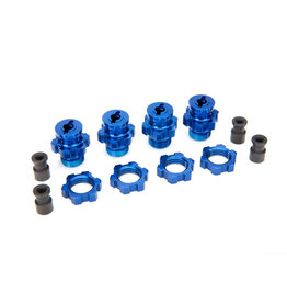 Traxxas 6856X - Wheel hubs, splined, 17mm, short (4)/ wheel nuts, splined, 17mm (4) (blue-anodized)/ hub retainer M4 X 0.7 (4)/ axle pin (4)/ wrench, 5mm