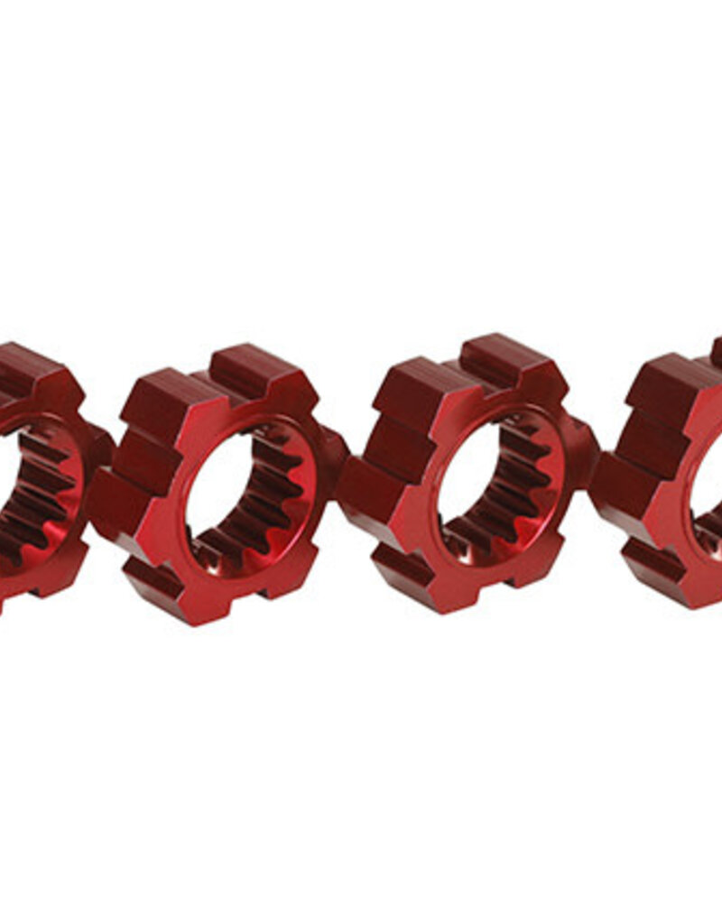 Traxxas 7756R - Wheel hubs, hex, aluminum (red-anodized) (4)