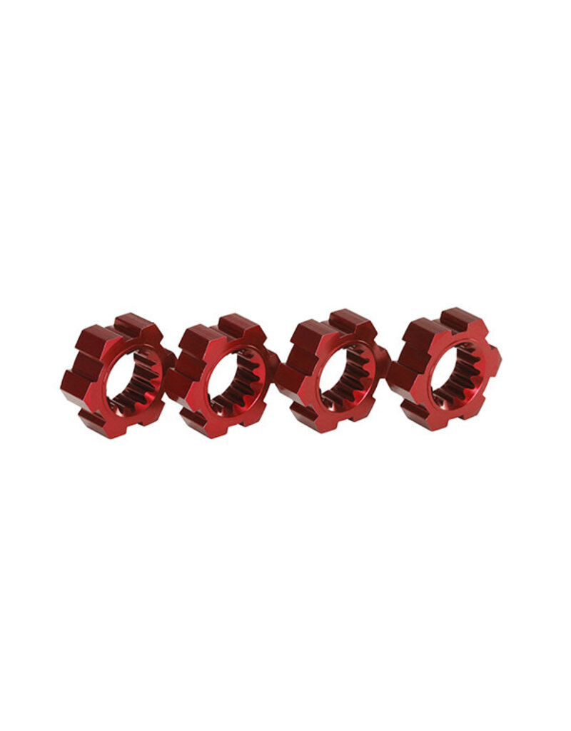 Traxxas 7756R - Wheel hubs, hex, aluminum (red-anodized) (4)
