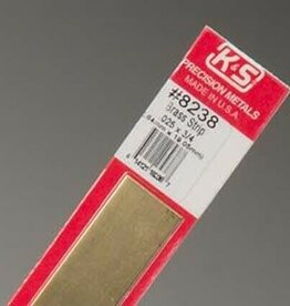 K&S KNS-8238	.025"x3/4"x12" Brass Strips (1)