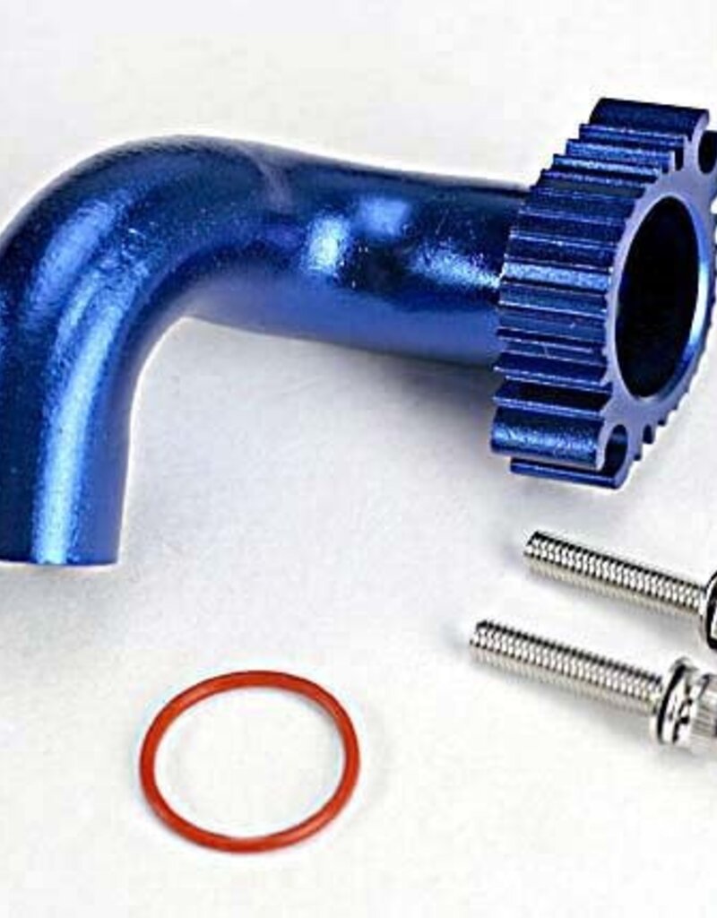 Traxxas 5287  Header, blue-anodized aluminum (for rear exhaust engines only) (TRX? 2.5, 2.5R, 3.3)
