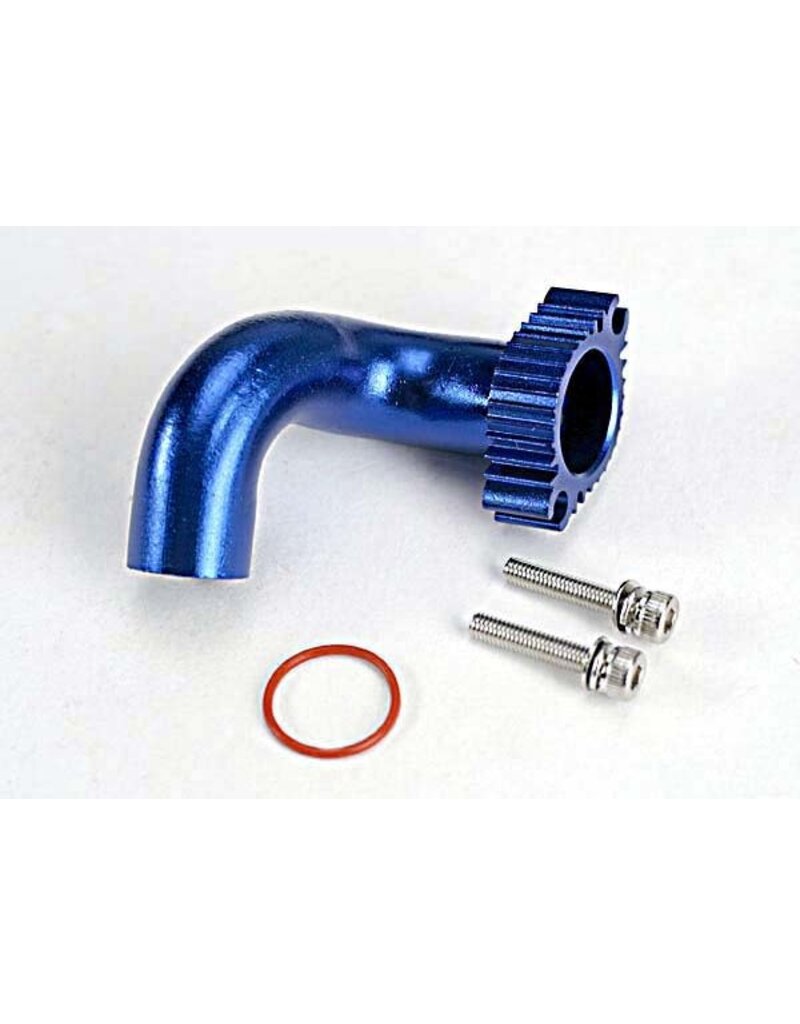 Traxxas 5287  Header, blue-anodized aluminum (for rear exhaust engines only) (TRX? 2.5, 2.5R, 3.3)