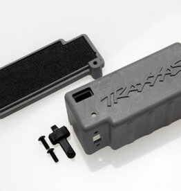 Traxxas 4925x Box, battery (grey)/ adhesive foam chassis pad/charge jack plug (rubber)