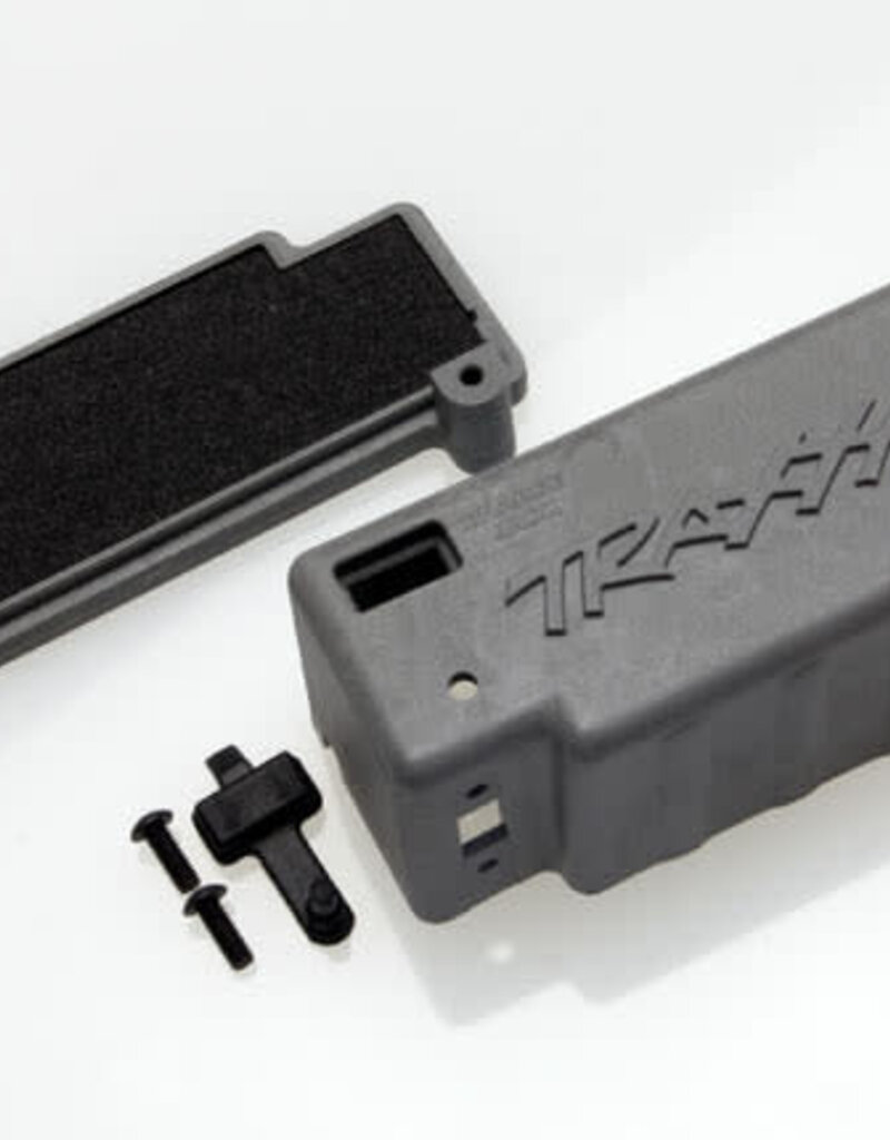 Traxxas 4925x Box, battery (grey)/ adhesive foam chassis pad/charge jack plug (rubber)