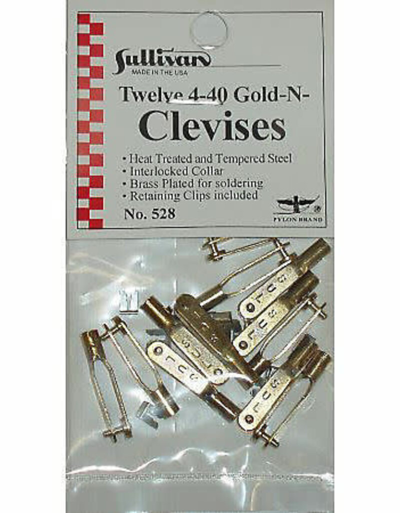 SUL528	 4-40 Gold-N-Clevises (12)