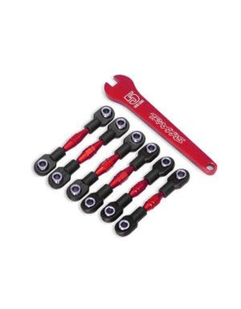 Traxxas 8341R Turnbuckles, aluminum (red-anodized), camber links, 32mm (front) (2)/ camber links, 28mm (rear) (2)/ toe links, 34mm (2)/ aluminum wrench