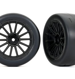 Traxxas 9375 Tires and wheels, assembled, glued (multi-spoke black wheels, 2.0" slick tires, foam inserts) (rear) (2)