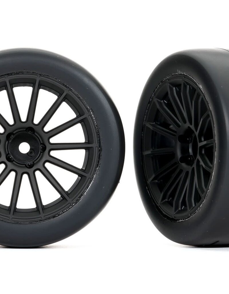 Traxxas 9375 Tires and wheels, assembled, glued (multi-spoke black wheels, 2.0" slick tires, foam inserts) (rear) (2)