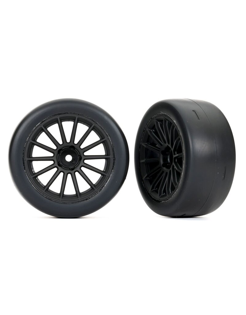 Traxxas 9375 Tires and wheels, assembled, glued (multi-spoke black wheels, 2.0" slick tires, foam inserts) (rear) (2)