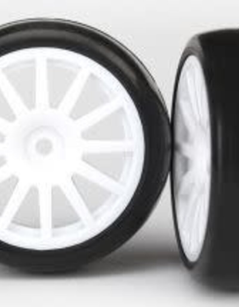 Traxxas 7572 Tires & wheels, assembled, glued (12-spoke white wheels, slick tires) (2)