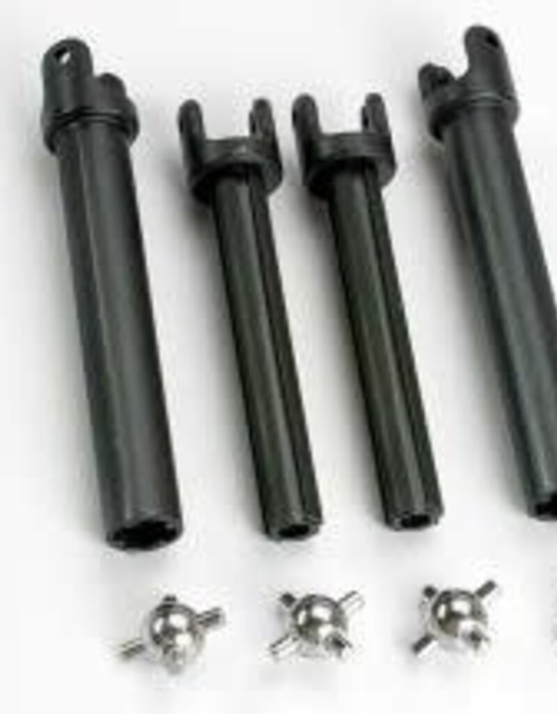 Traxxas 4951X Half shafts, long (heavy duty) (external-splined (2) & internal-splined (2))/ metal u-joints (4)