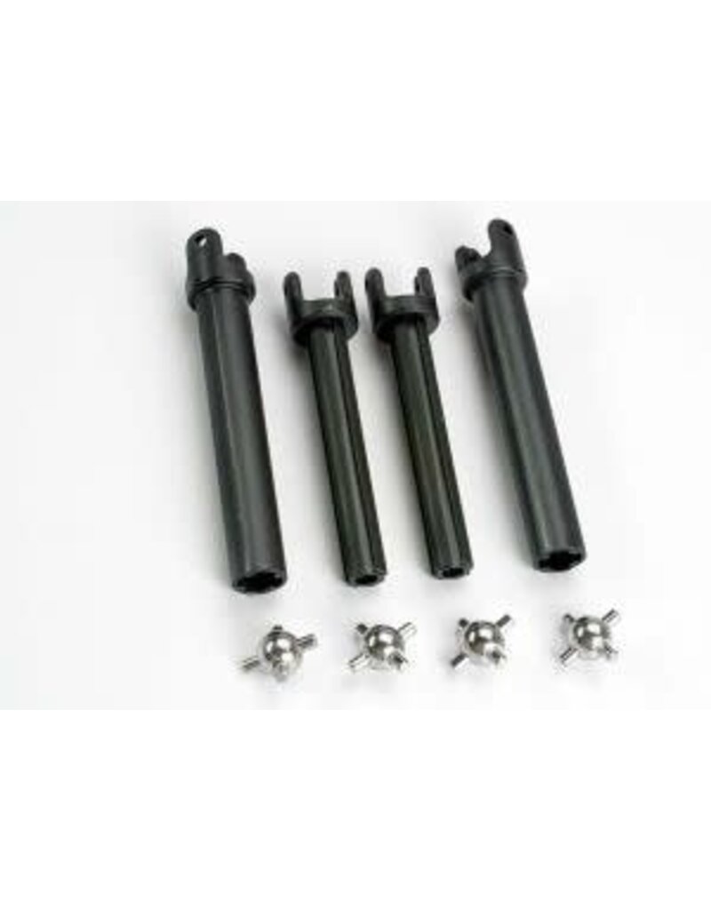 Traxxas 4951X Half shafts, long (heavy duty) (external-splined (2) & internal-splined (2))/ metal u-joints (4)