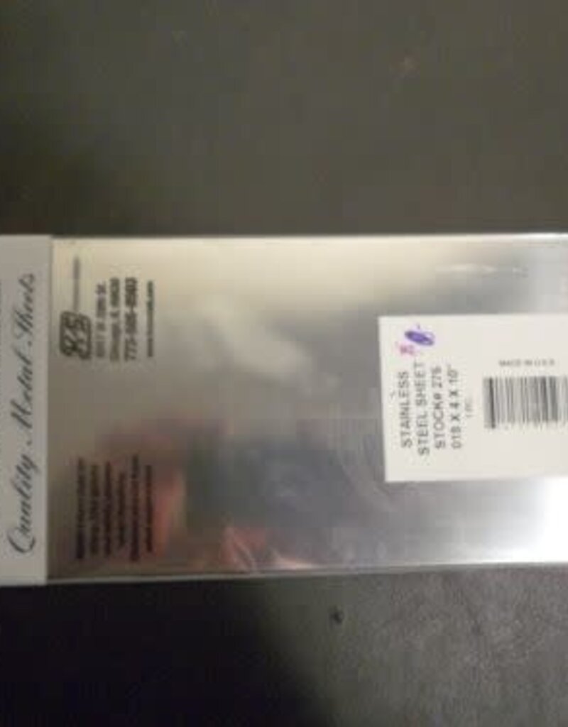 K&S KNS-276	.018" Stainless Steel Sheet Metal 4"x10" (1pc)