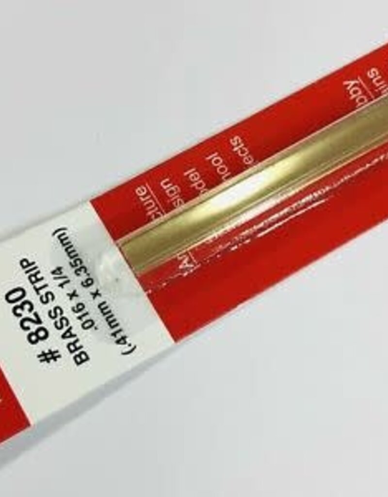 K&S KNS-8230	.016"x1/4"x12" Brass Strips (1)