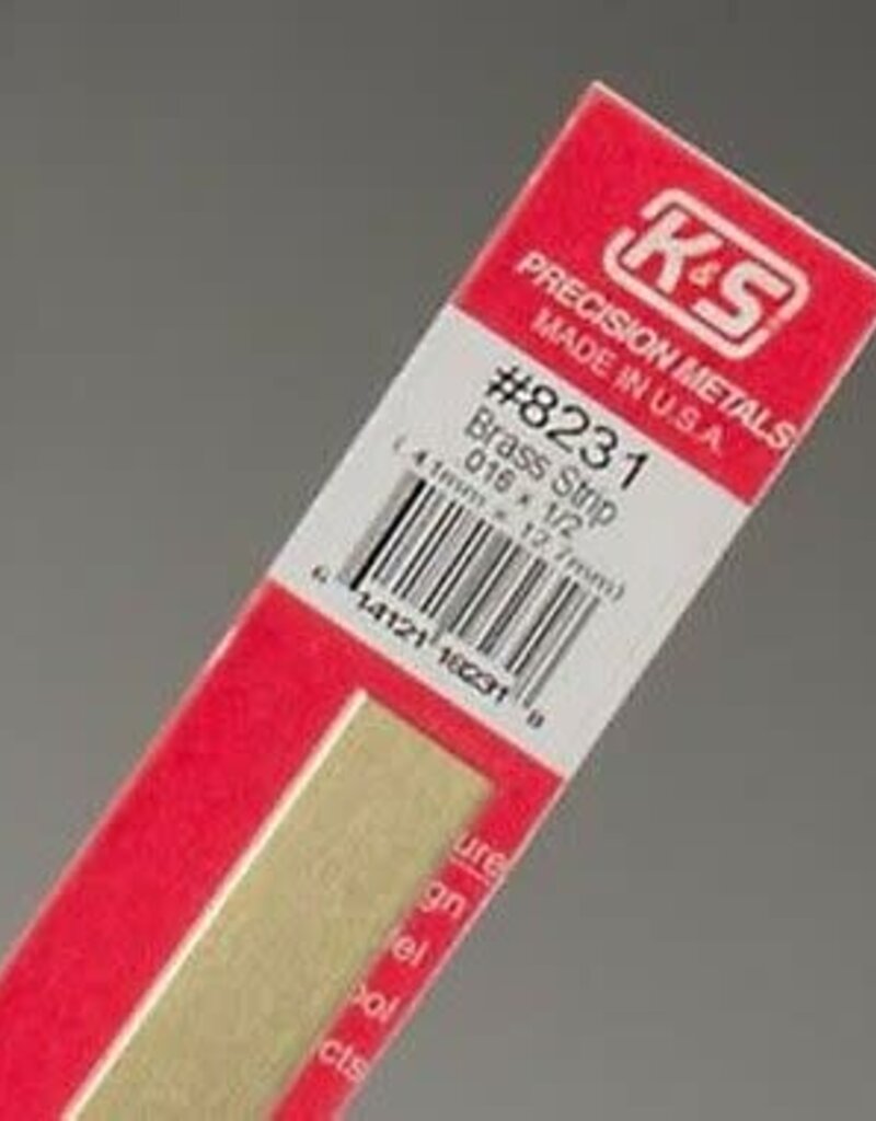 K&S KNS-8232	.016"x1"x12" Brass Strips (1)