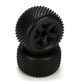 ECX ECX43006 Rear Tire, Premount Black Wheel(2):1:10 2wd Circuit