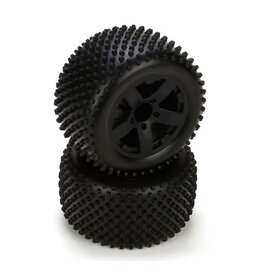 ECX ECX43006 Rear Tire, Premount Black Wheel(2):1:10 2wd Circuit