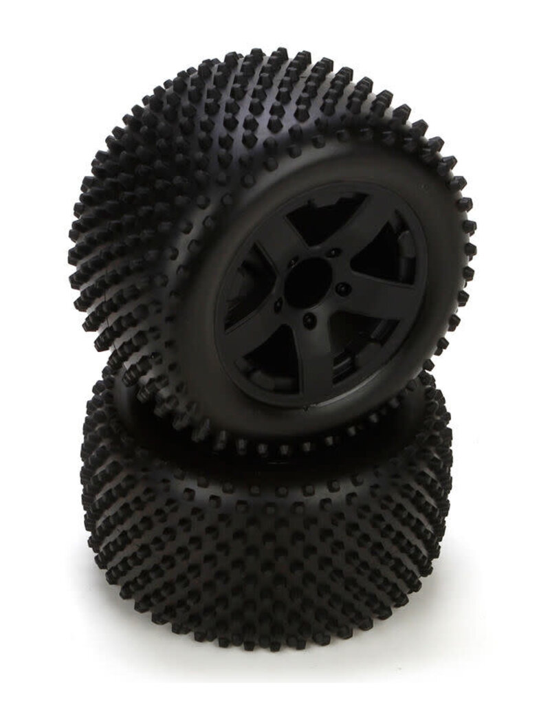 ECX ECX43006 Rear Tire, Premount Black Wheel(2):1:10 2wd Circuit