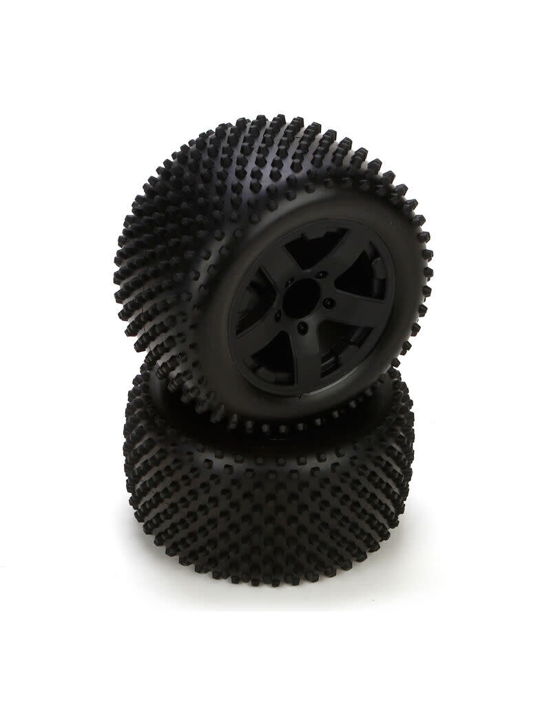 ECX ECX43006 Rear Tire, Premount Black Wheel(2):1:10 2wd Circuit