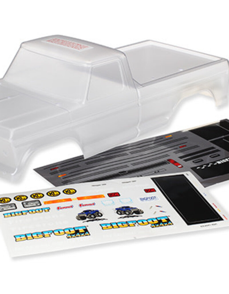 Traxxas 3660 Body, Bigfoot® No. 1, Officially Licensed replica (clear, requires painting)/ window masks/ decal sheet