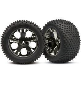 Traxxas 3770a Tires & wheels, assembled, glued (2.8') (All-Star black chrome wheels, Alias? tires, foam inserts) (rear) (2) (TSM rated)