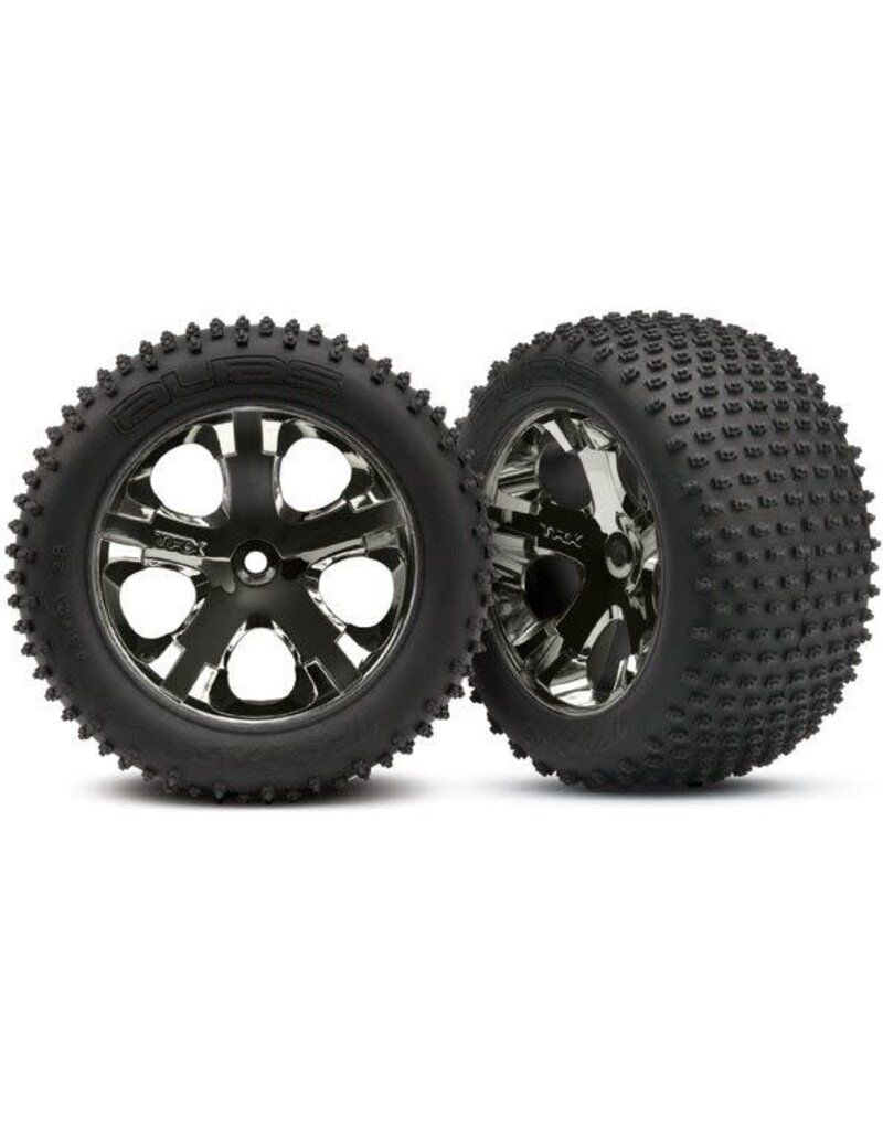 Traxxas 3770a Tires & wheels, assembled, glued (2.8') (All-Star black chrome wheels, Alias? tires, foam inserts) (rear) (2) (TSM rated)
