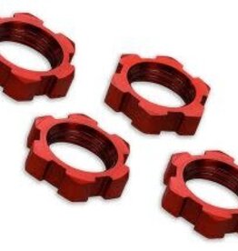 Traxxas 7758R Wheel nuts, splined, 17mm, serrated (red-anodized) (4)