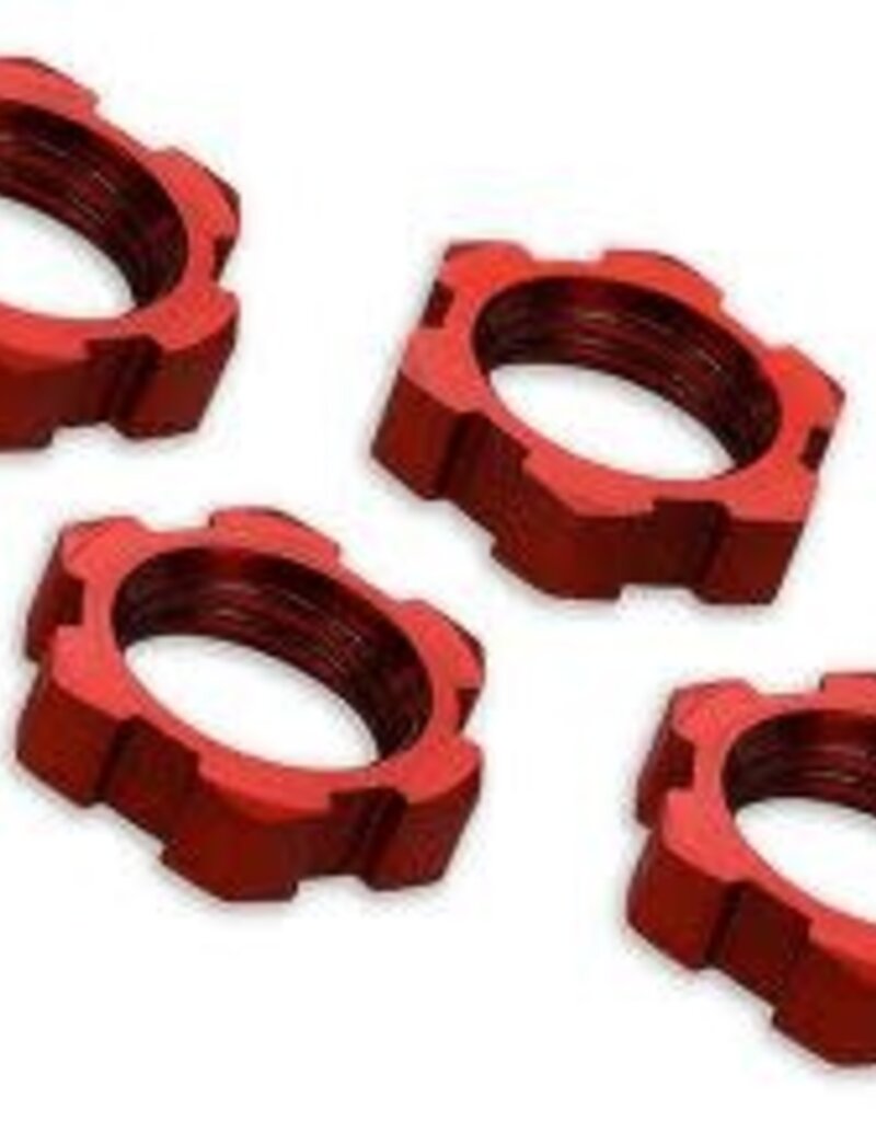 Traxxas 7758R Wheel nuts, splined, 17mm, serrated (red-anodized) (4)