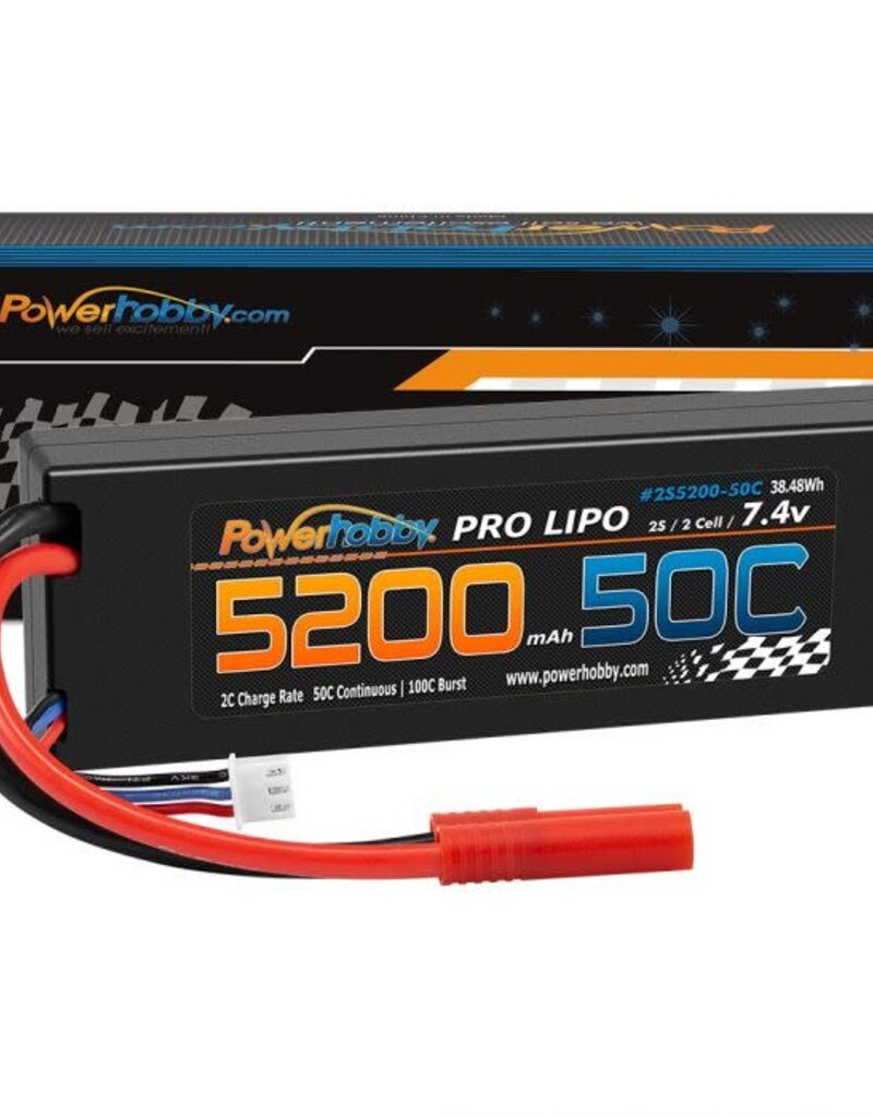 Power Hobby PHB2S520050BAN 2S 7.4V 5200mAh 50C LiPo Battery w/ RedCAT 4.0mm Plug
