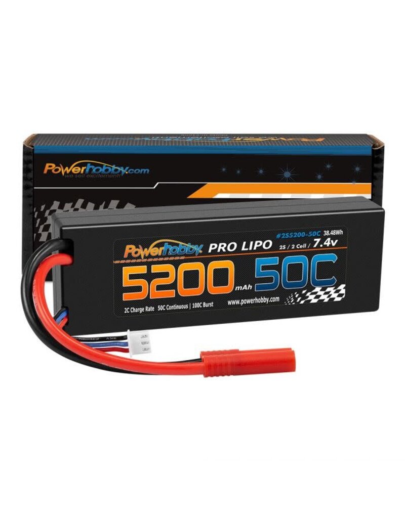 Power Hobby PHB2S520050BAN 2S 7.4V 5200mAh 50C LiPo Battery w/ RedCAT 4.0mm Plug