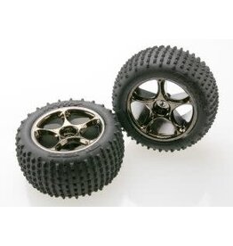 Traxxas 2470aTires & wheels, assembled (Tracer 2.2' black chrome wheels, Alias 2.2' tires) (2) (Bandit rear, medium compound with foam inserts) (TSM rated)