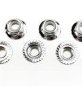Traxxas 5147X Nuts, 5mm flanged nylon locking (steel, serrated) (8)