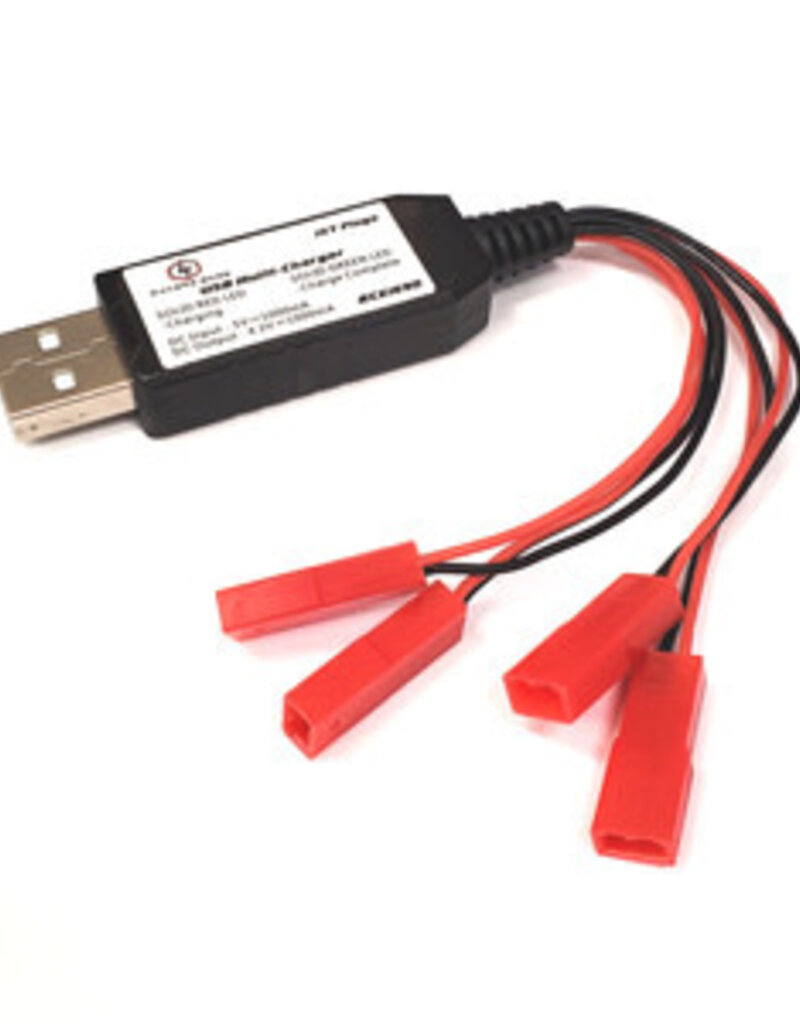 Racers Edge RCE1690  USB Multi-Charger for Charging Up To 4 1S Lipo Batteries at Once, JST Connector