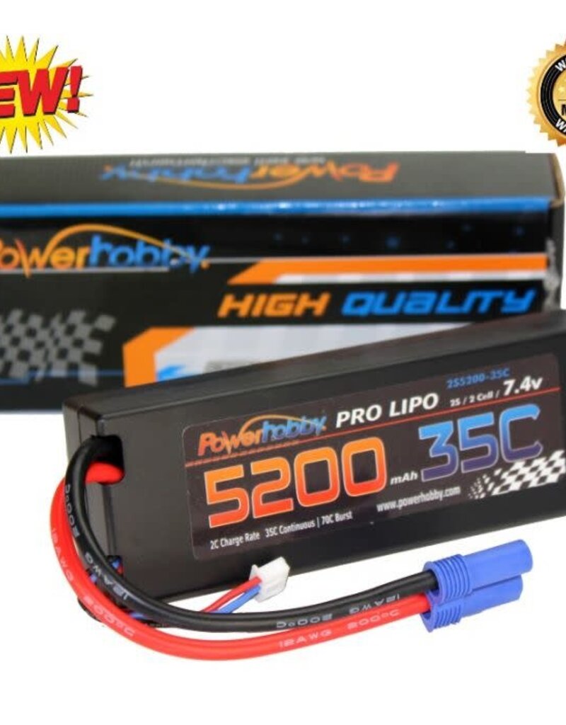 Power Hobby PHB2S520035EC5	5200mAh 7.4V 2S 35C LiPo Hard Case Battery with Hardwired EC5 Connector