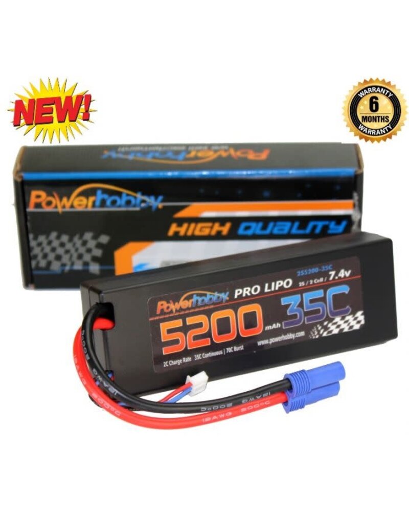 Power Hobby PHB2S520035EC5	5200mAh 7.4V 2S 35C LiPo Hard Case Battery with Hardwired EC5 Connector