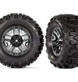 Traxxas 9072 - Tires & wheels, assembled, glued (black chrome 2.8' wheels, Sledgehammer® tires, foam inserts) (2) (TSM® rated)