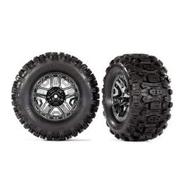 Traxxas 9072 - Tires & wheels, assembled, glued (black chrome 2.8' wheels, Sledgehammer® tires, foam inserts) (2) (TSM® rated)