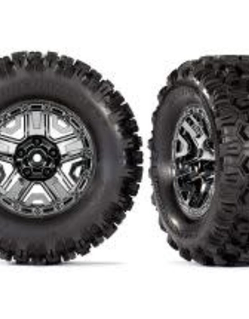 Traxxas 9072 - Tires & wheels, assembled, glued (black chrome 2.8' wheels, Sledgehammer® tires, foam inserts) (2) (TSM® rated)