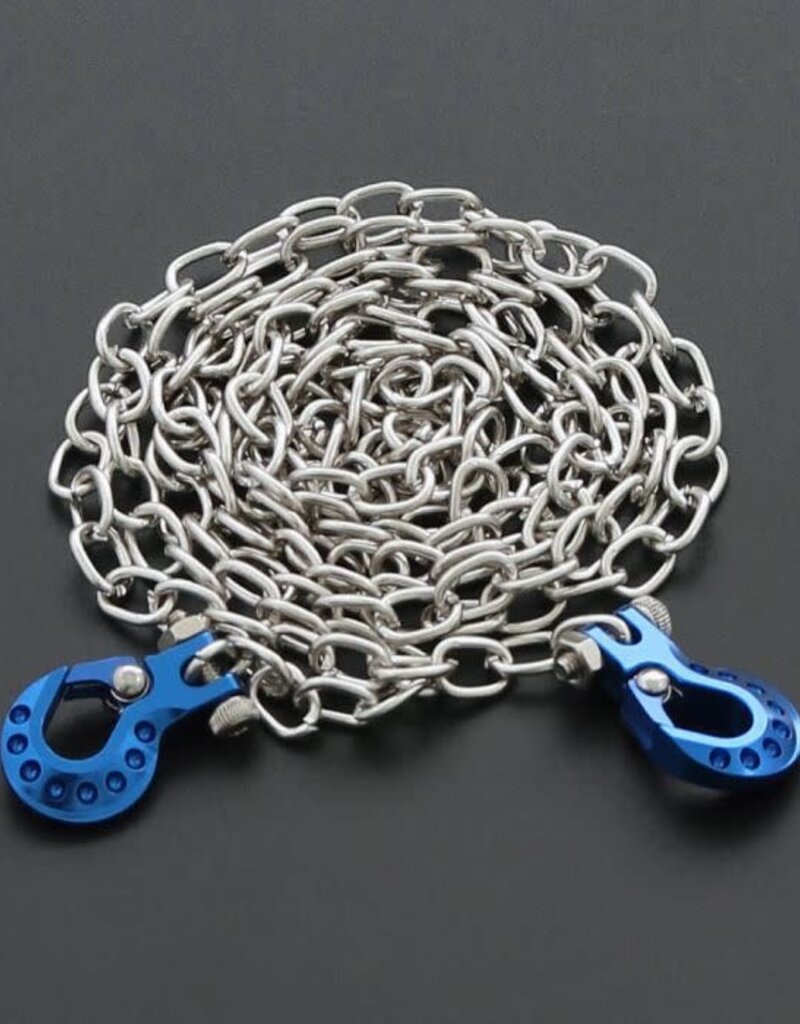 Power Hobby PHB5158BLUE Powerhobby High End Metal Trailer Hook Silver Chain Blue 1/10 Crawler Accessory