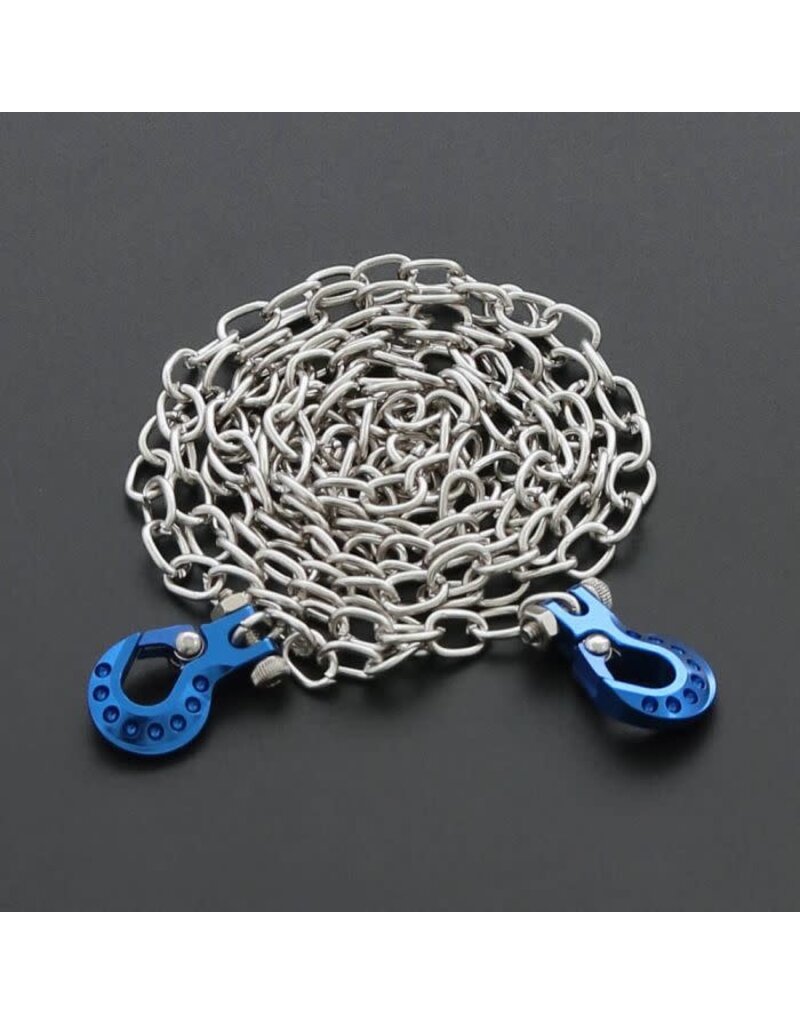 Power Hobby PHB5158BLUE Powerhobby High End Metal Trailer Hook Silver Chain Blue 1/10 Crawler Accessory