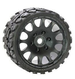 Power Hobby PHT1141-Sport Powerhobby Raptor Belted Monster Truck Tires / Wheels w 17mm Hex (2) Sport