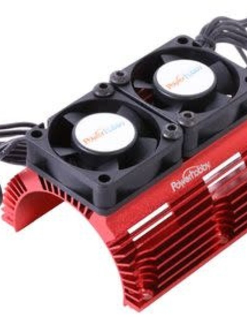 Power Hobby PH1289RED Power Hobby Heat Sink w/ Twin Tornado High Speed Fans, for 1/8 Motors, Red