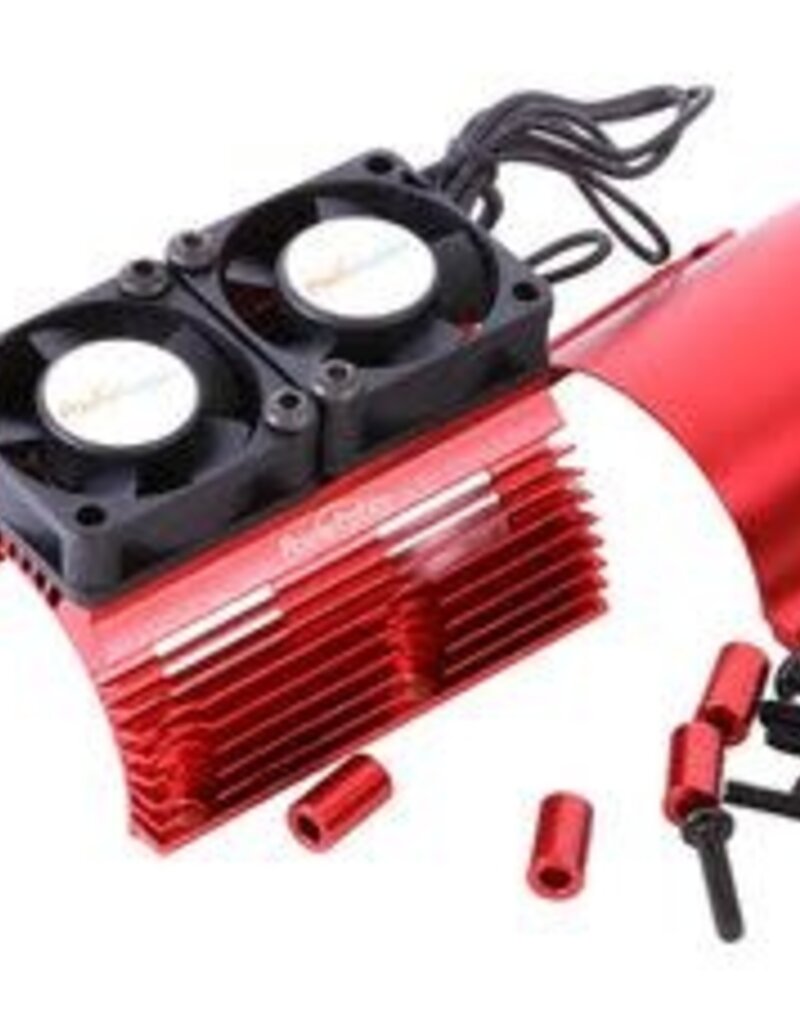Power Hobby PH1289RED Power Hobby Heat Sink w/ Twin Tornado High Speed Fans, for 1/8 Motors, Red