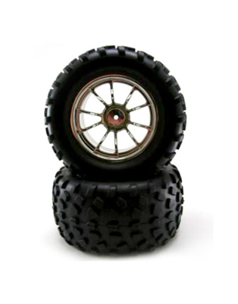 Redcat Racing 08045 Pre-Mounted 1/10th Truck Tires and Wheels(10spoke)(Chrome)(1pr)