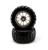 Redcat Racing 08045 Pre-Mounted 1/10th Truck Tires and Wheels(10spoke)(Chrome)(1pr)