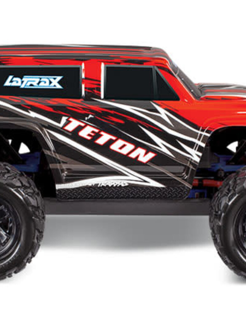 laTrax 76054-5-REDX - LaTrax® Teton: 1/18 Scale 4WD Electric Monster Truck. Ready-To-Race® and Powered by Traxxas® with ESC (fwd/rev) and brushed motor. Includes: 6-cell 7.2V NiMH battery with AC charger