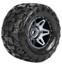 Power Hobby PHT3277Black Raptor X Belted Pre-Mounted Tires For Traxxas X-Maxx XMaxx Black